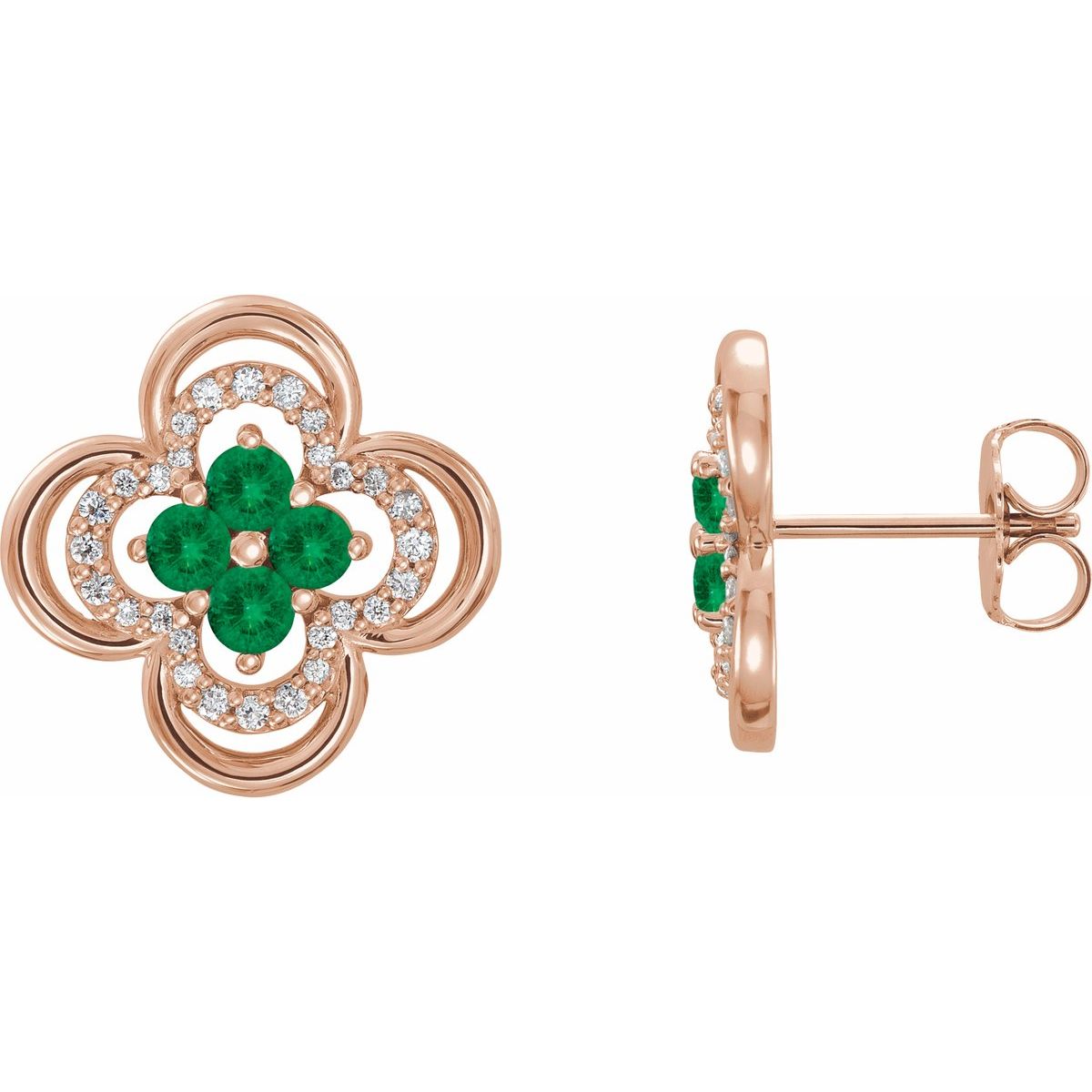 Natural Emerald Clover Earrings