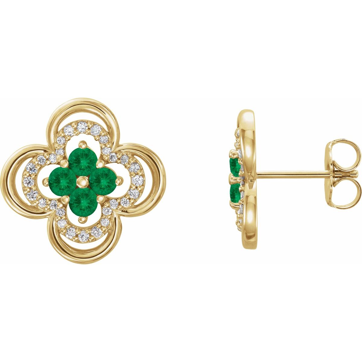 Natural Emerald Clover Earrings