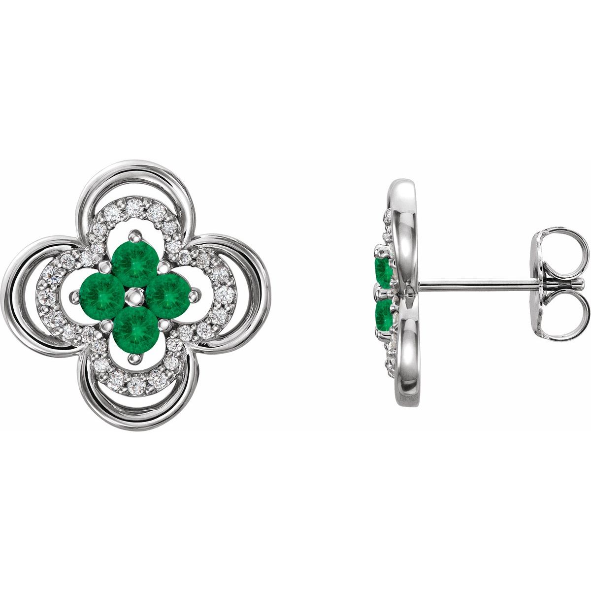 Natural Emerald Clover Earrings