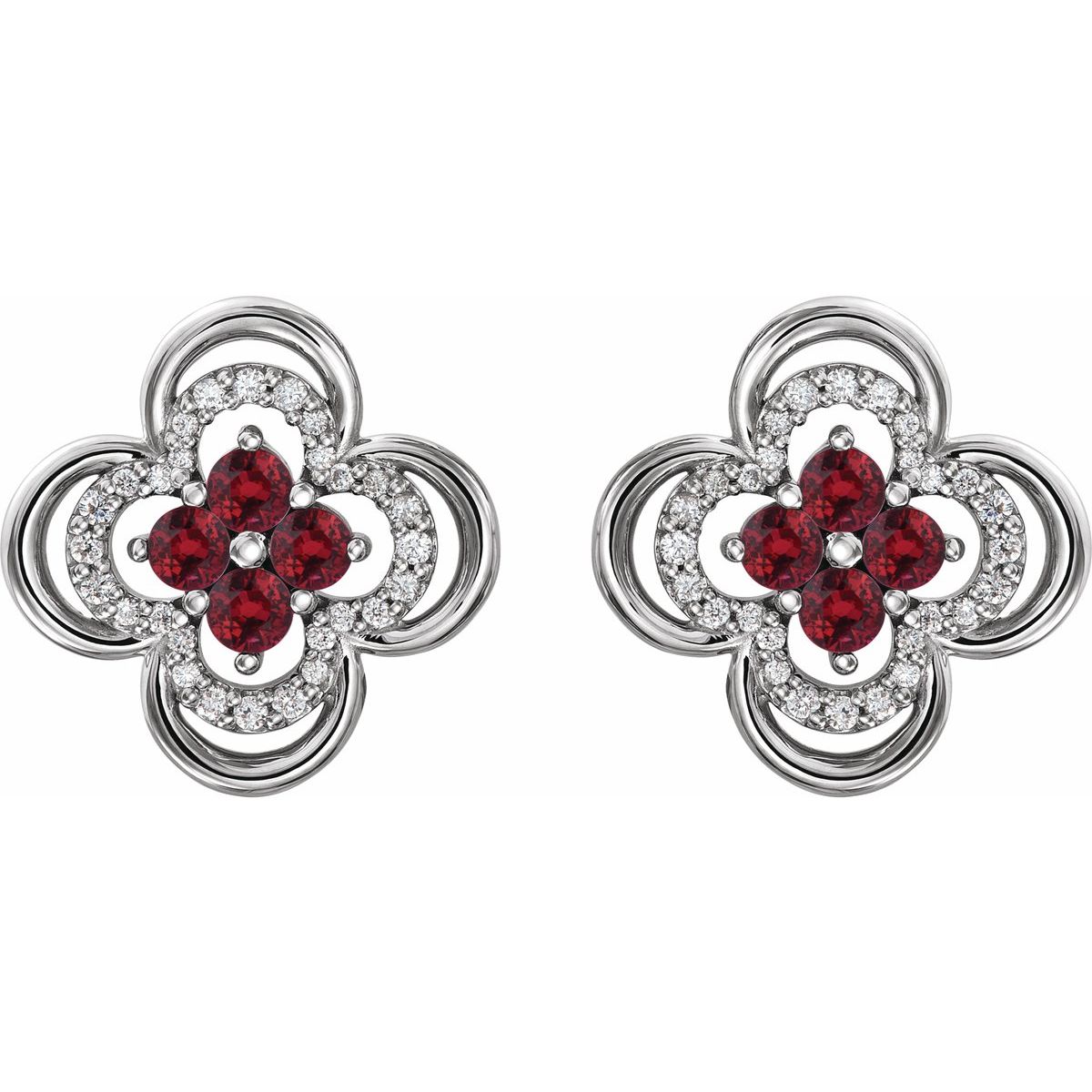 Natural Ruby Clover Earrings