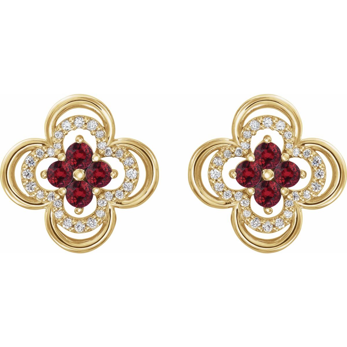 Natural Ruby Clover Earrings