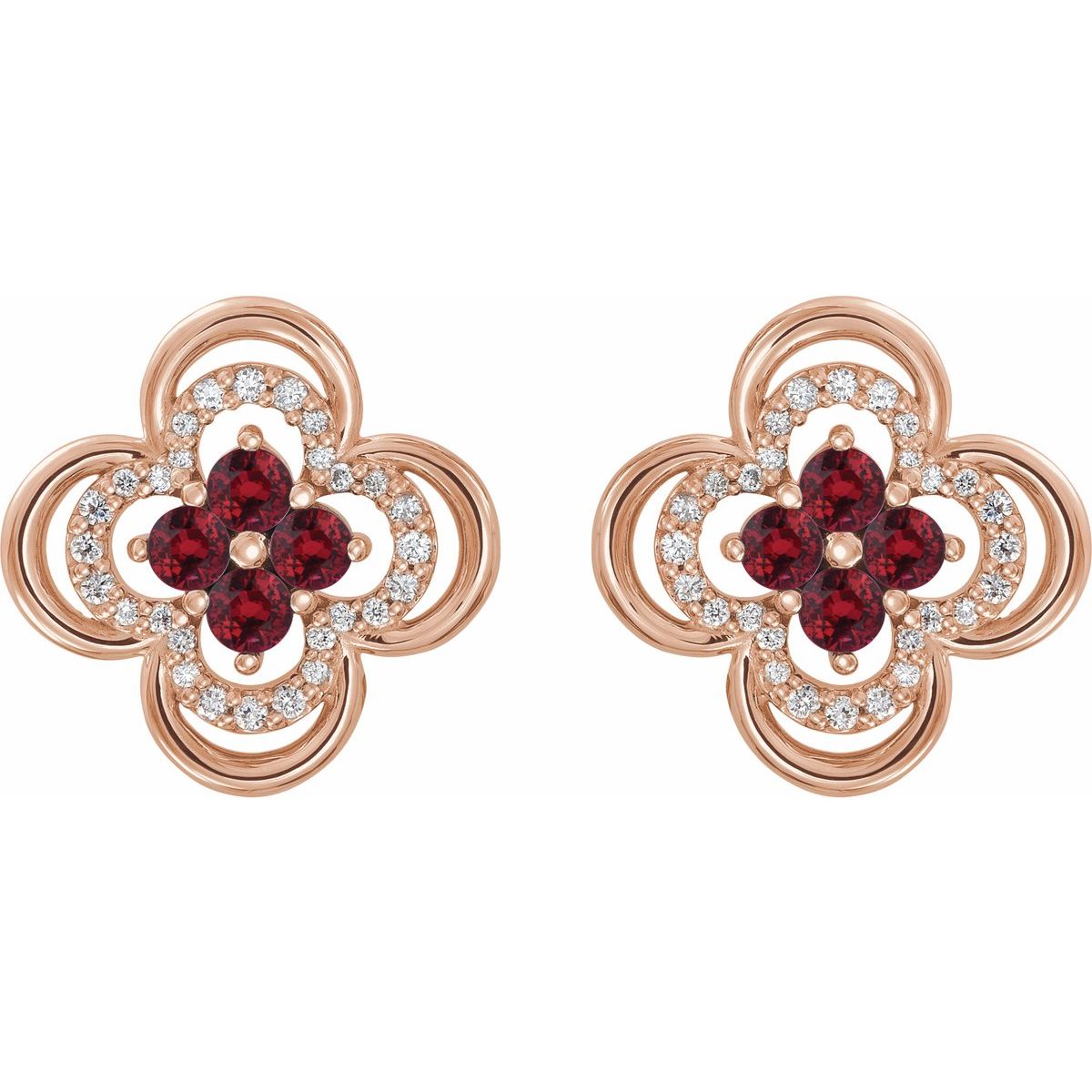 Natural Ruby Clover Earrings