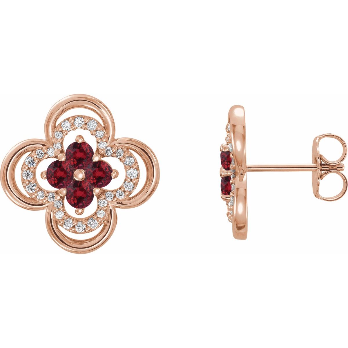 Natural Ruby Clover Earrings