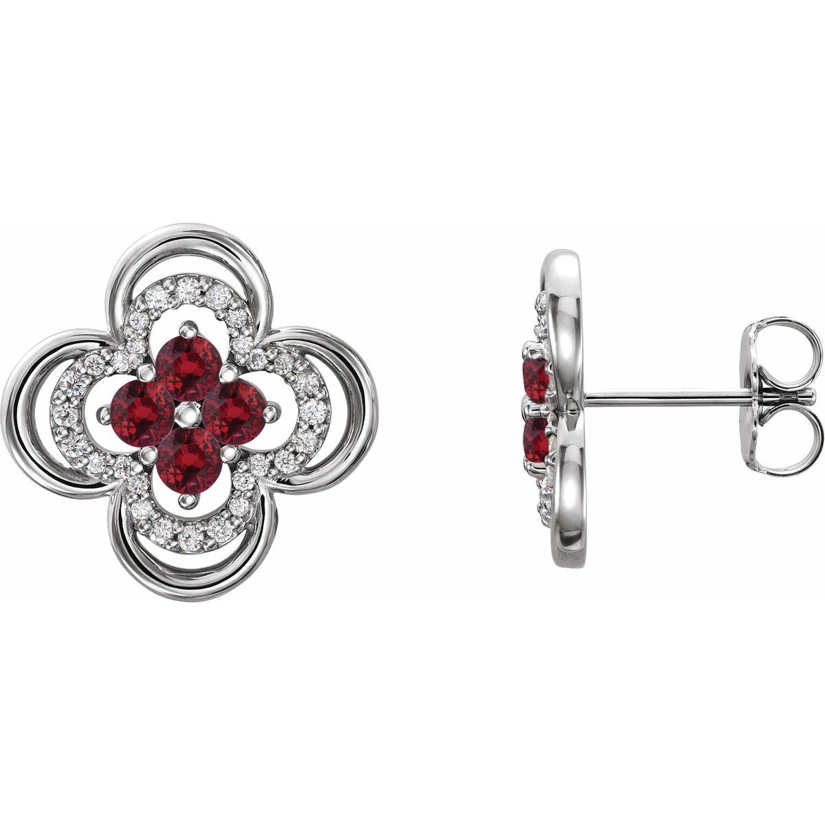 Natural Ruby Clover Earrings