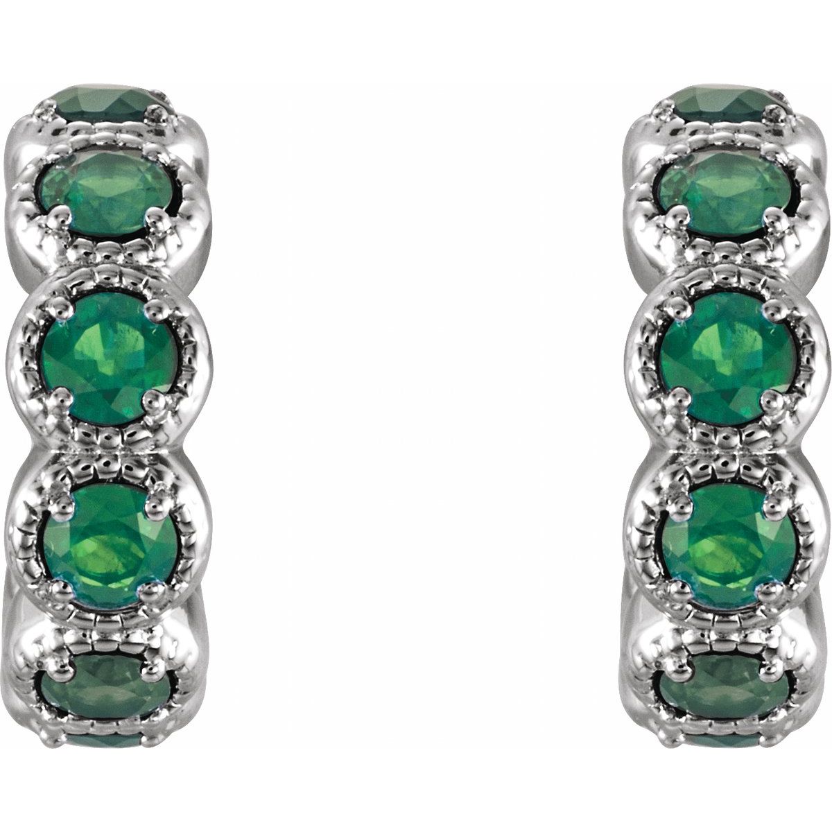 Lab Made Ruby Accented Hoop Earrings