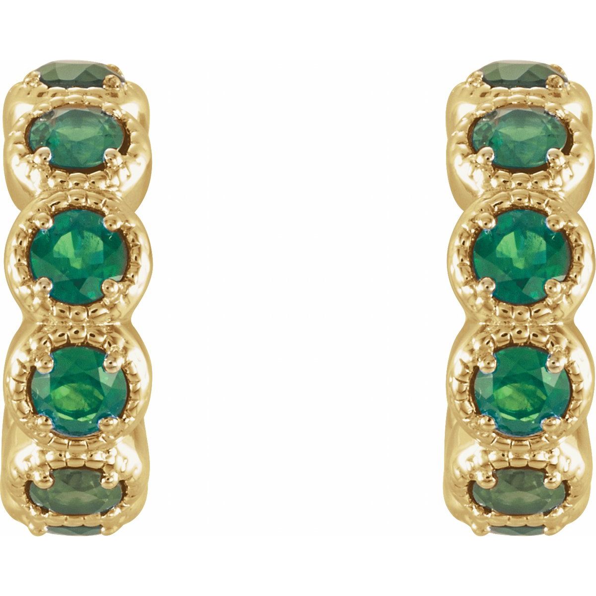 Lab Made Ruby Accented Hoop Earrings