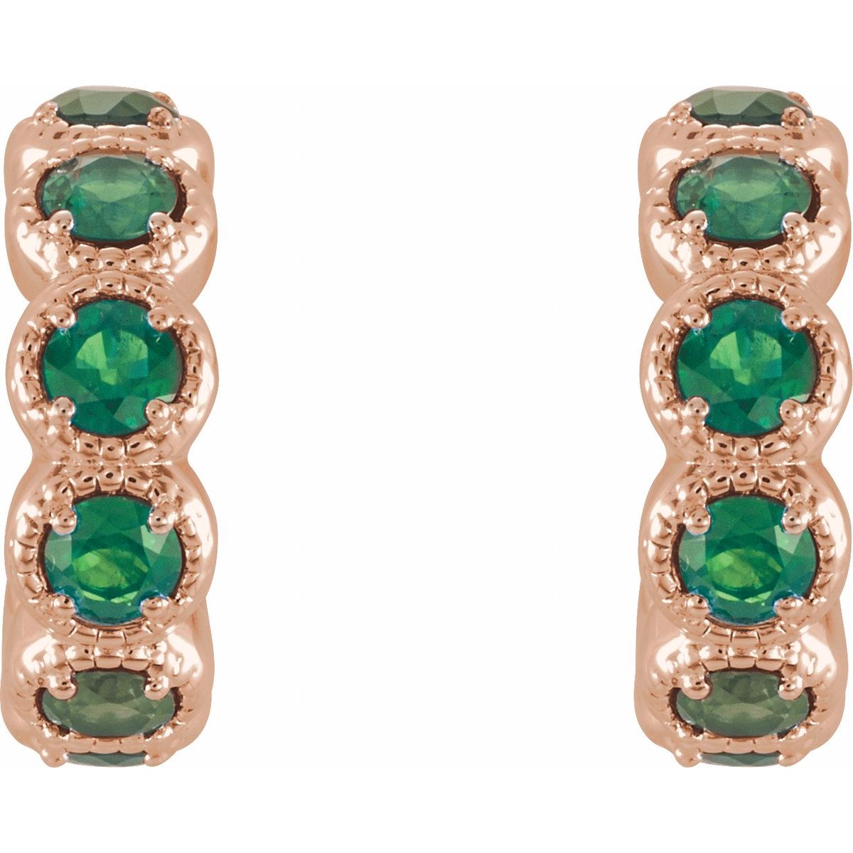 Lab Made Ruby Accented Hoop Earrings