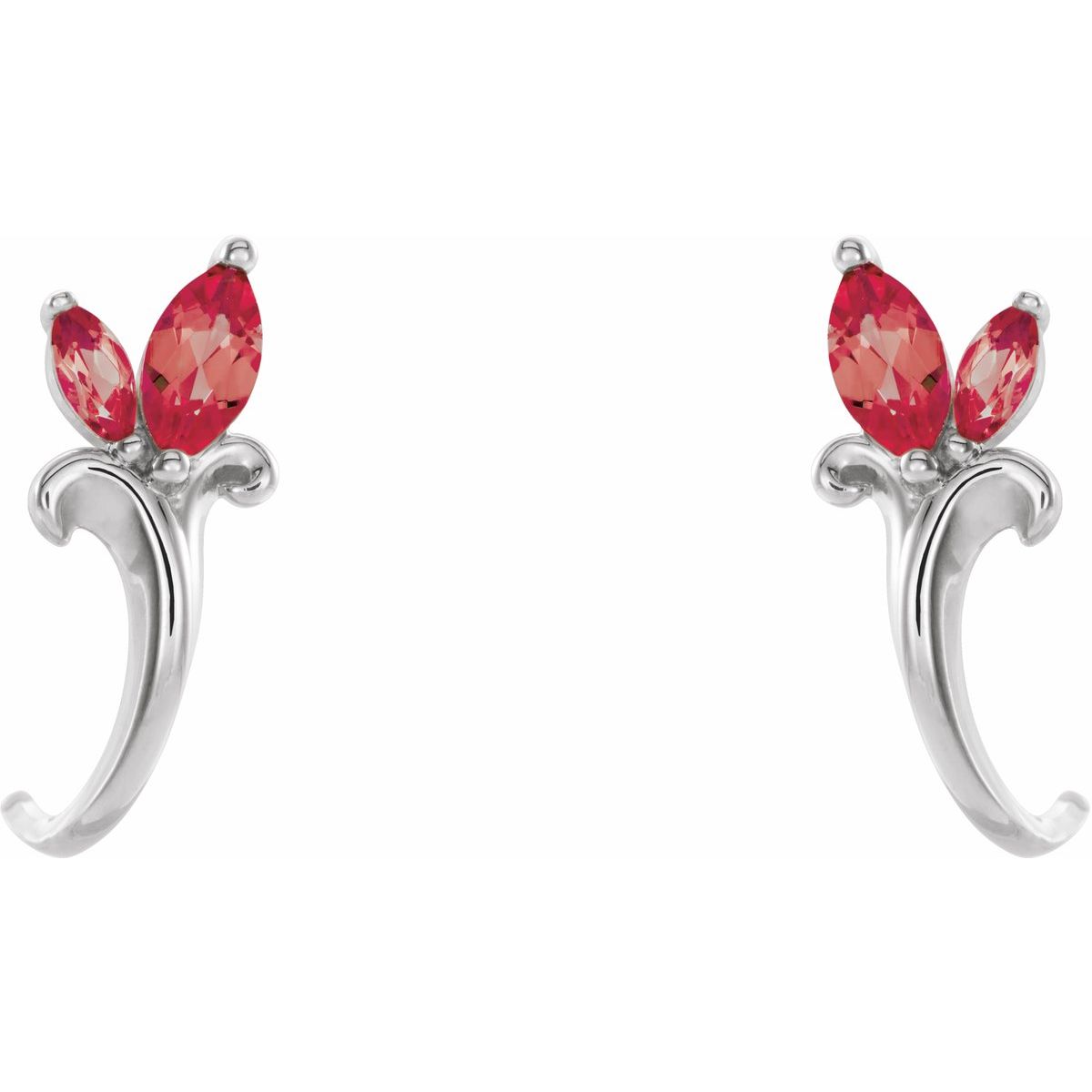 Natural Ruby Floral J-Hoop Earrings