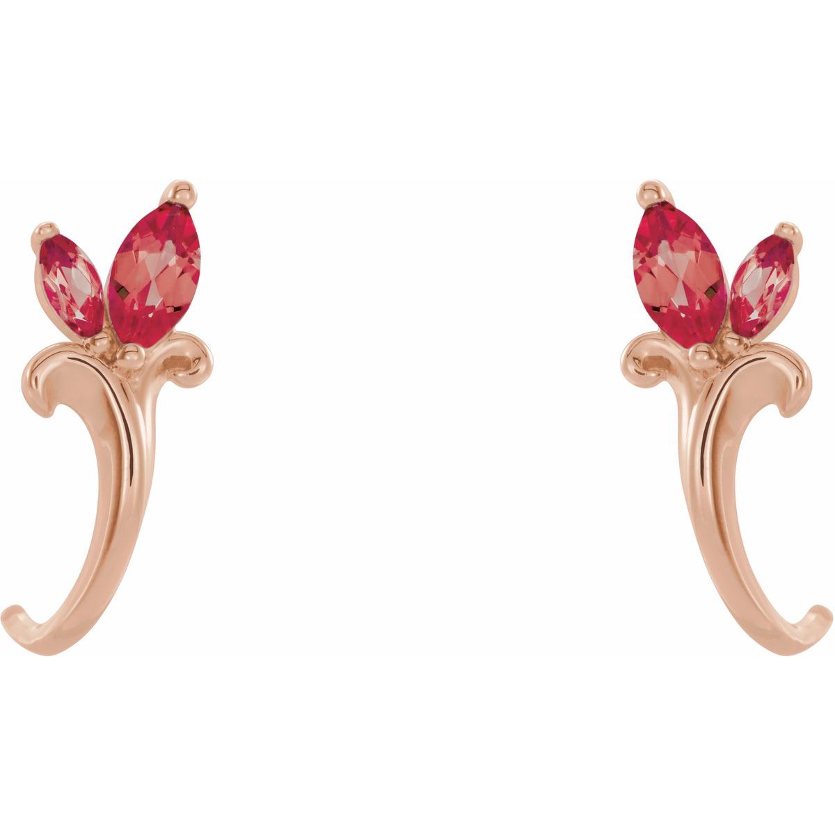 Natural Ruby Floral J-Hoop Earrings