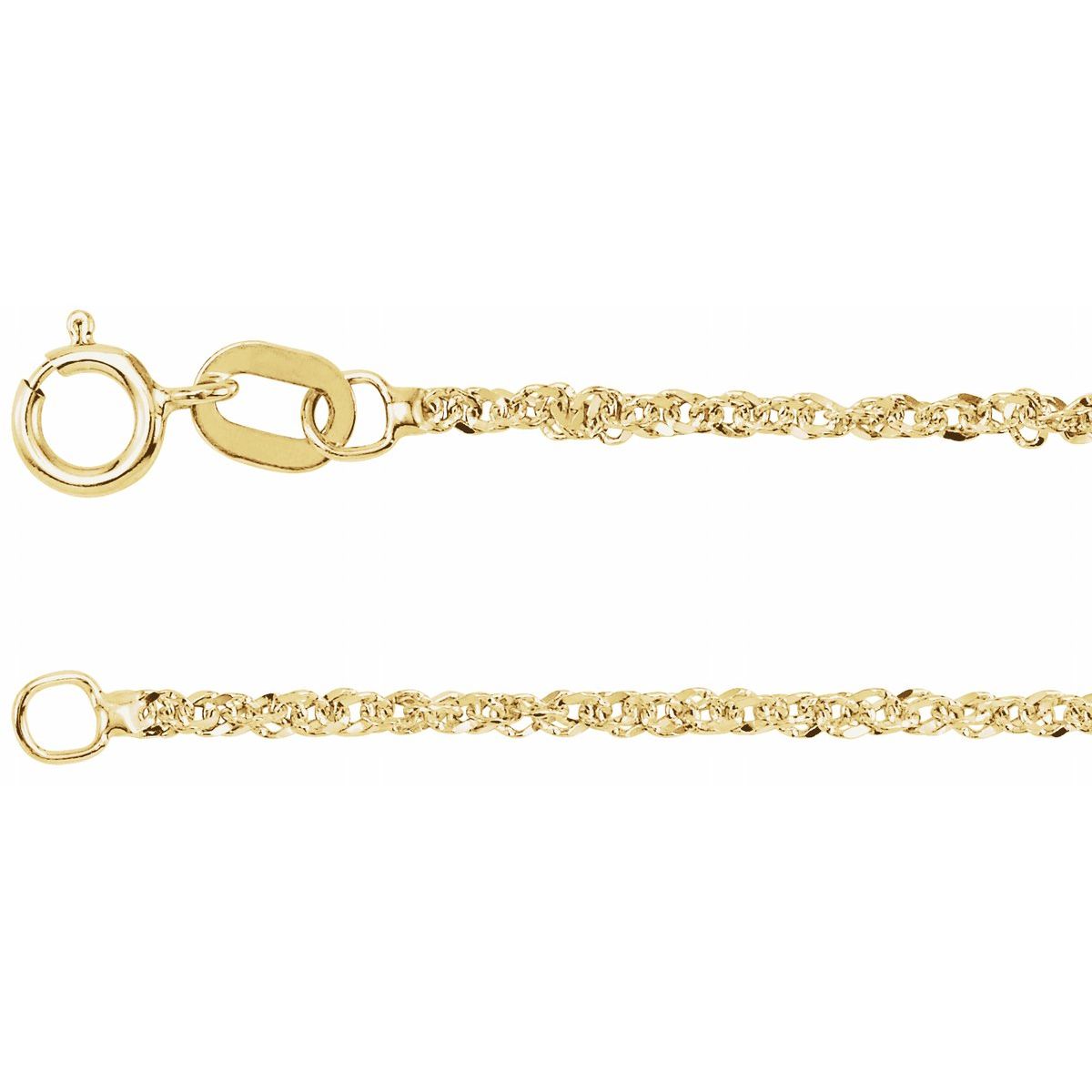 1.7 mm Diamond-Cut Singapore Chain Bracelet (1.2 Mm / 7 In) - 14K Yellow Gold - Series CH617