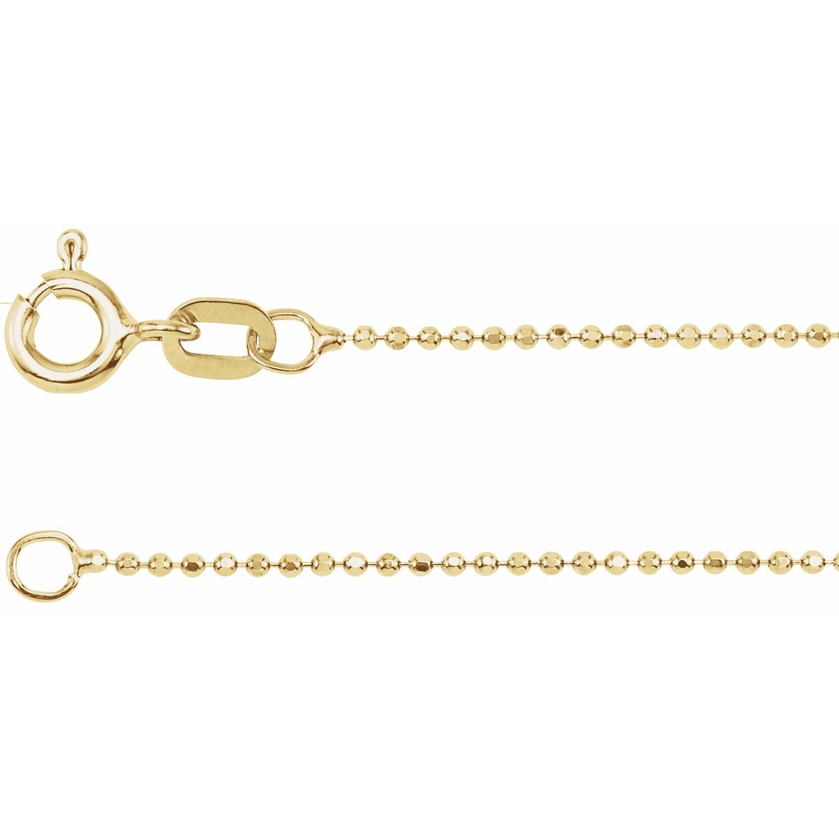 1 mm Diamond-Cut Bead Chain Bracelet (1 Mm / 7 In) - 14K Yellow Gold - Series CH227