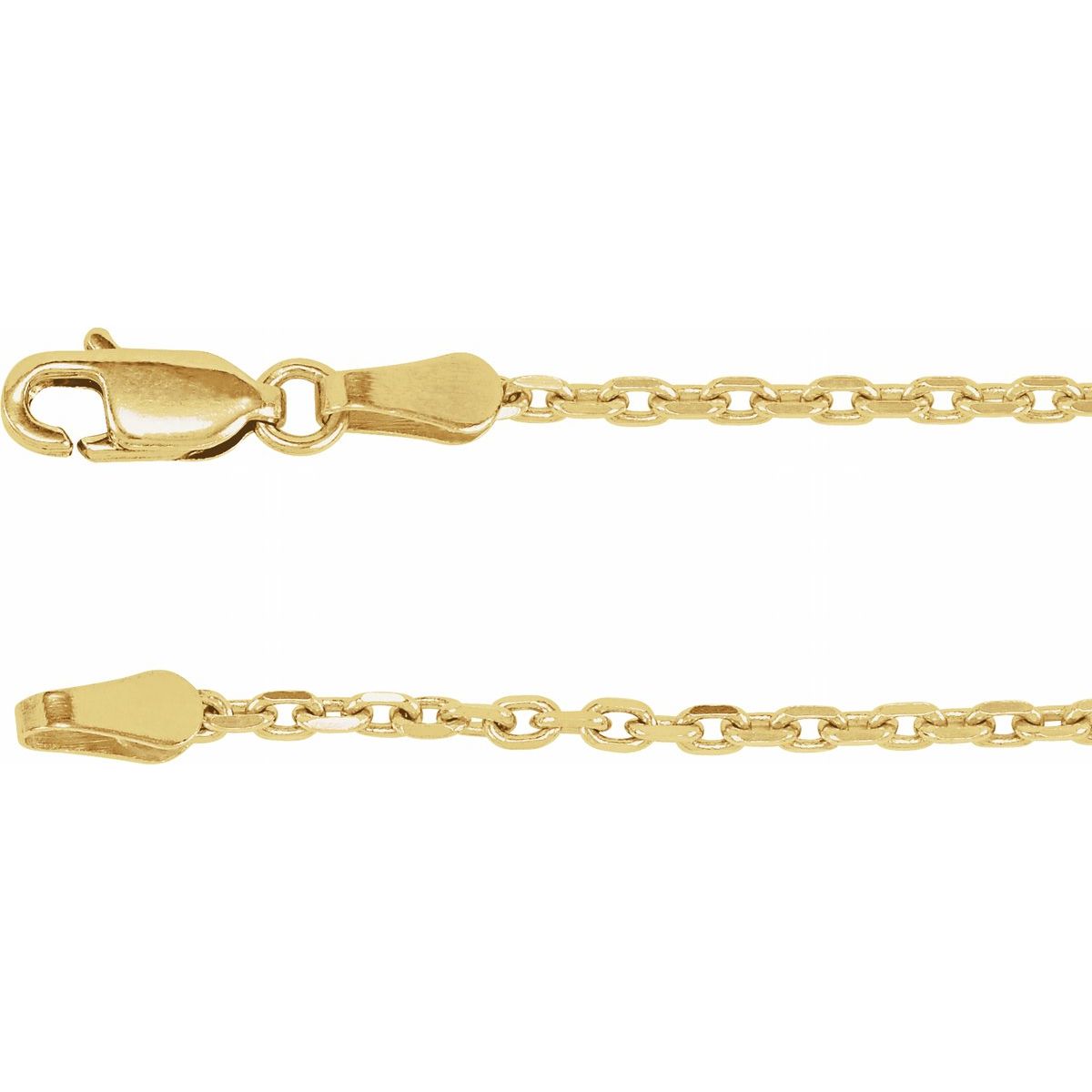 Diamond-Cut Cable Chain Bracelet (2 Mm / 7 In) - 14K Yellow Gold - Series CH524