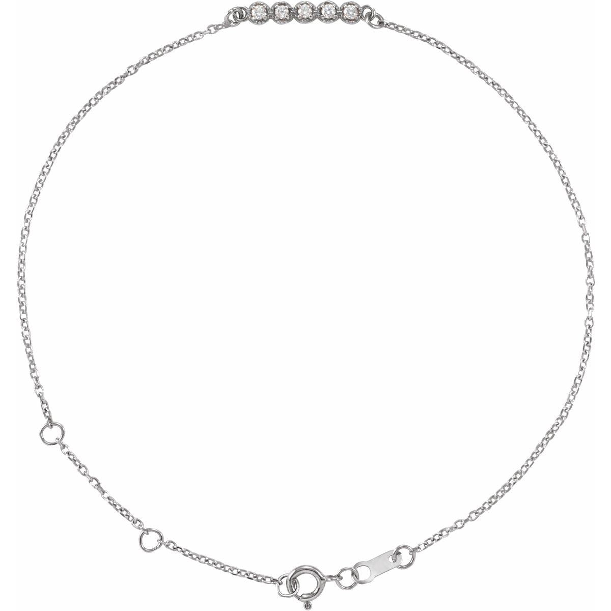 Accented Bar Bracelet - 14K White Gold - Series BRC774