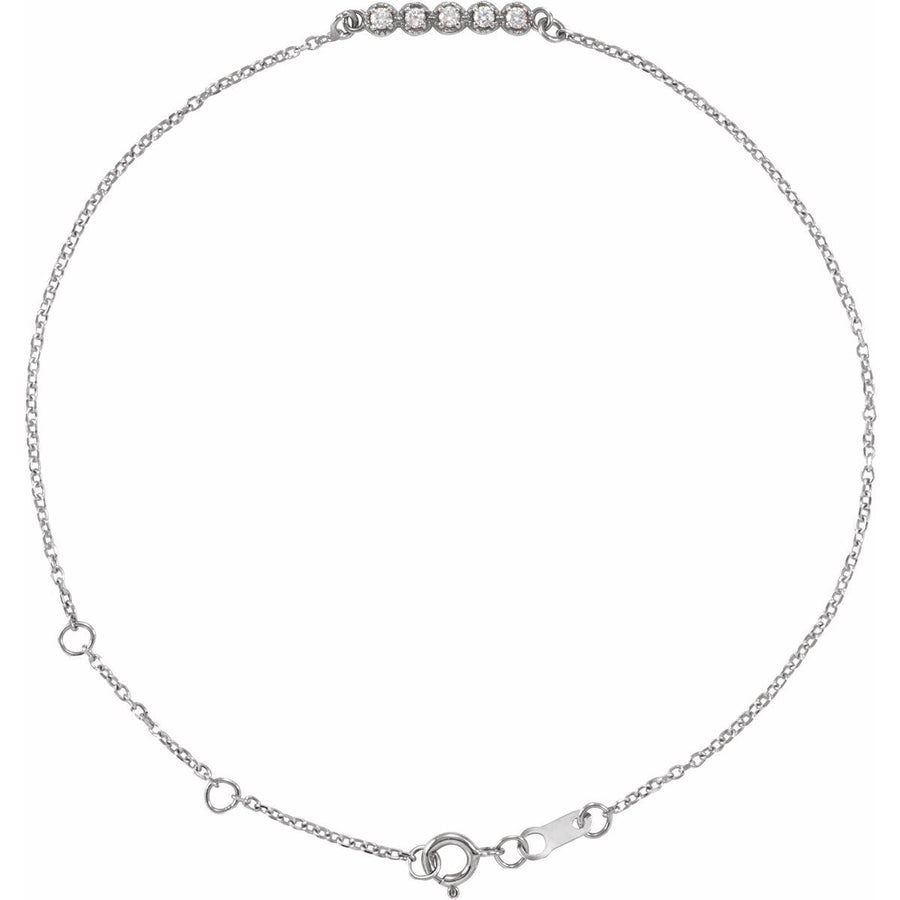Accented Bar Bracelet - 14K White Gold - Series BRC774