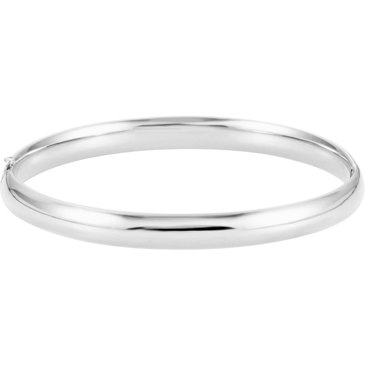 Hinged Bangle Bracelet (6.5 Mm) - 14K White Gold - Series BRC185