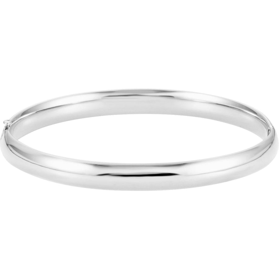 Hinged Bangle Bracelet (6.5 Mm) - 14K White Gold - Series BRC185