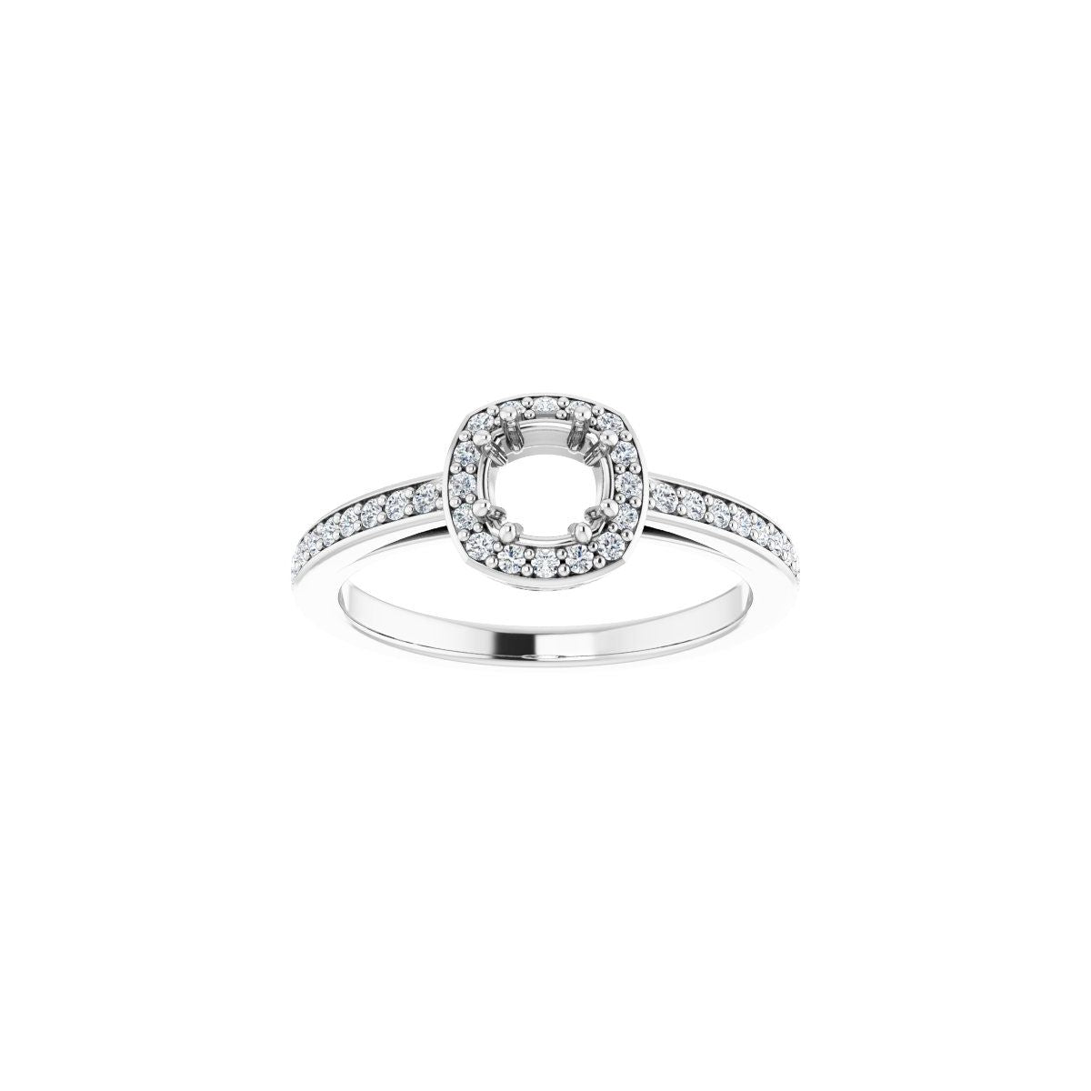 Cushion Halo-Style Engagement Ring Semi-Mount - gallery - Series 122088