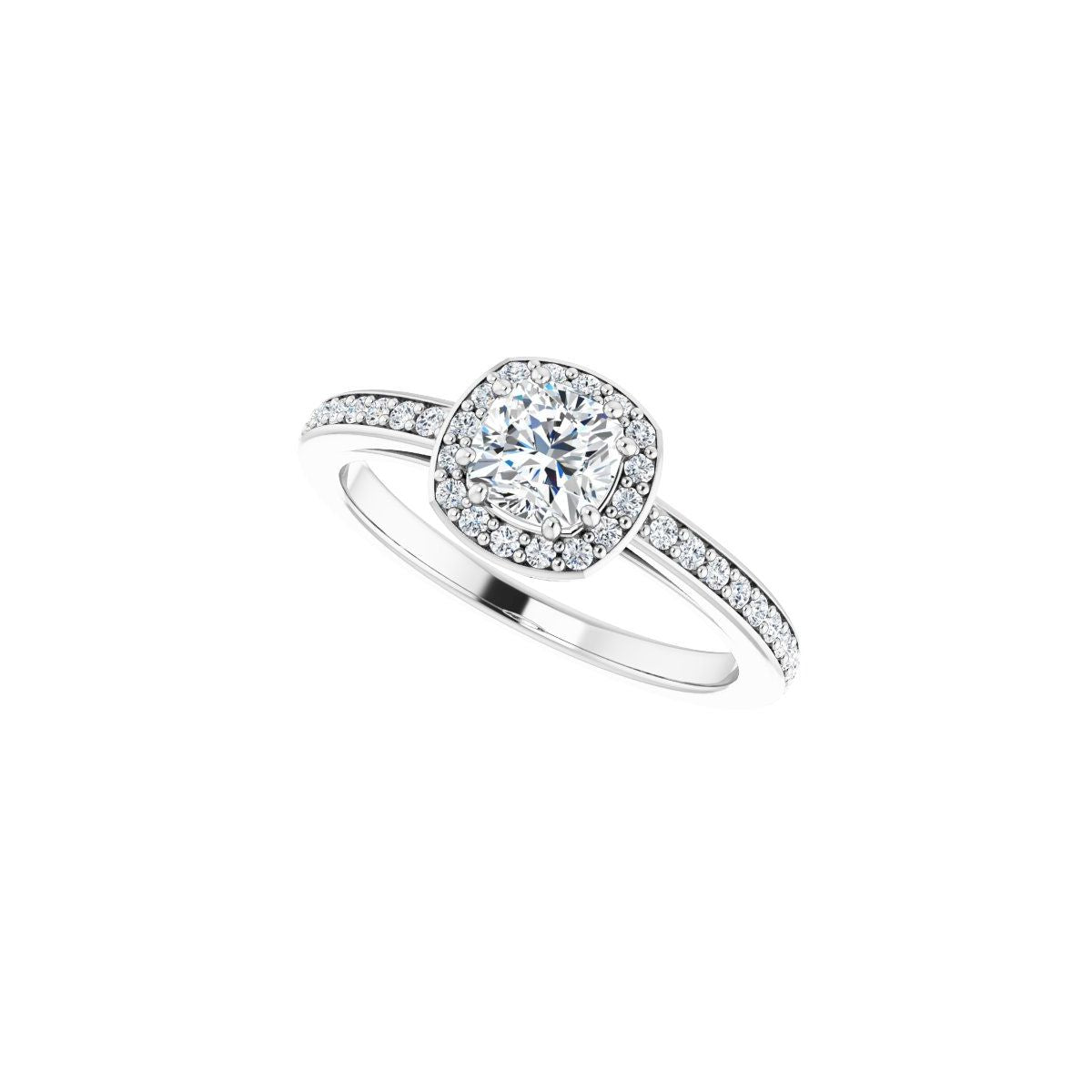 Cushion Halo-Style Engagement Ring Semi-Mount - gallery - Series 122088