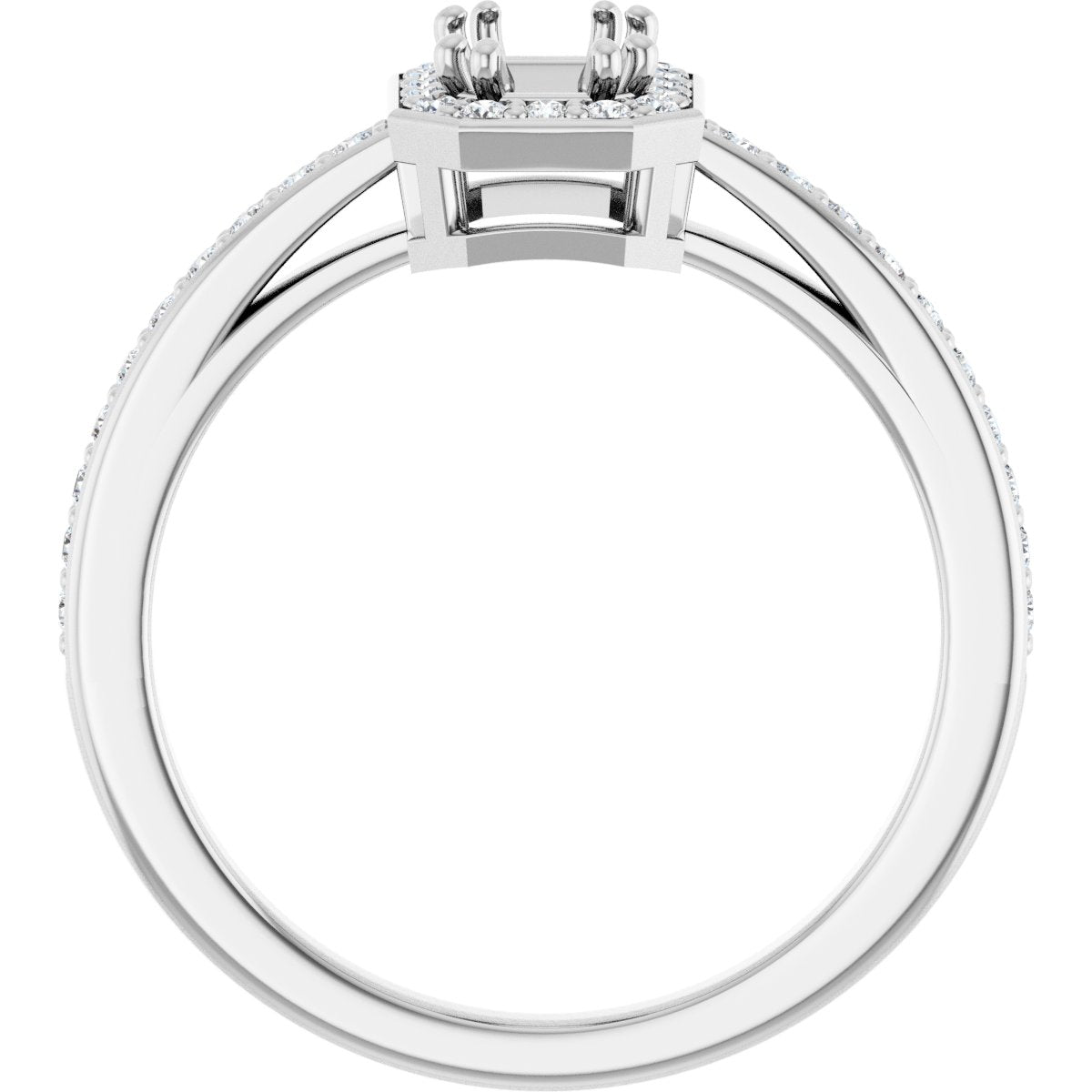 Emerald Halo-Style Engagement Ring Semi-Mount - gallery - Series 122088