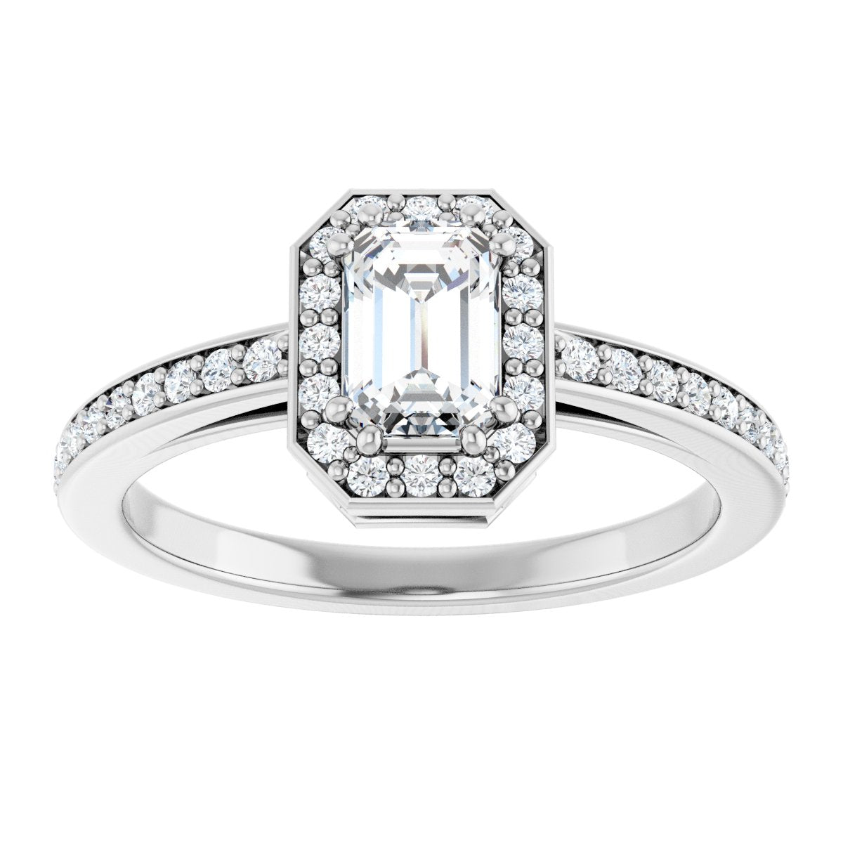 Emerald Halo-Style Engagement Ring Semi-Mount - gallery - Series 122088