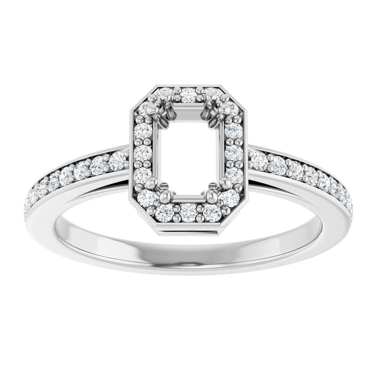 Emerald Halo-Style Engagement Ring Semi-Mount - gallery - Series 122088