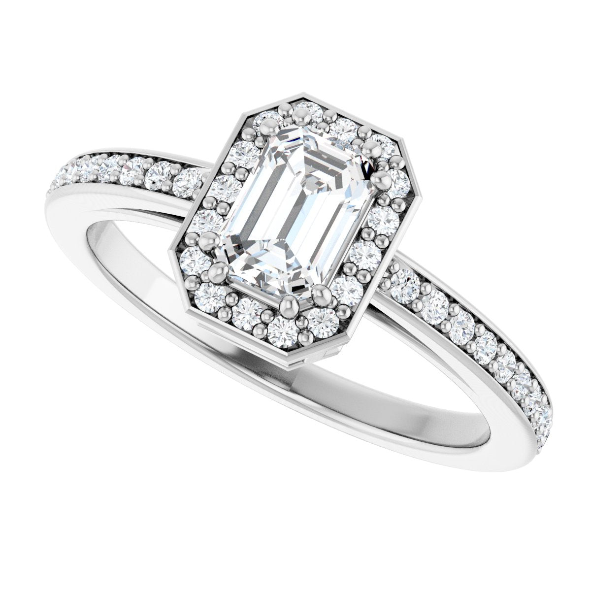 Emerald Halo-Style Engagement Ring Semi-Mount - gallery - Series 122088