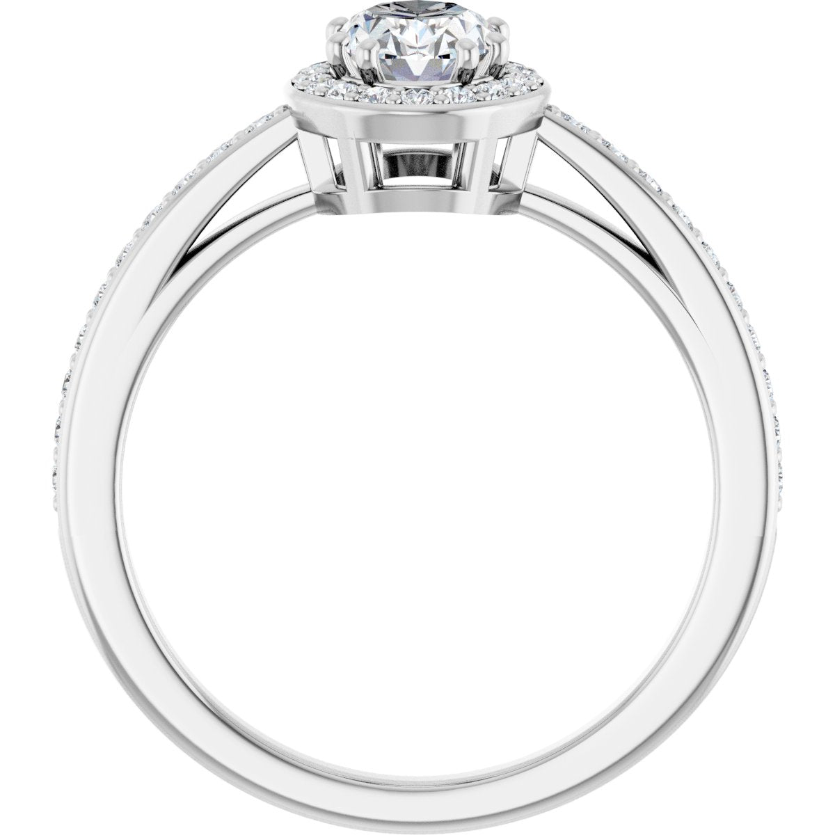 Oval Halo-Style Engagement Ring Semi-Mount - gallery - Series 122088