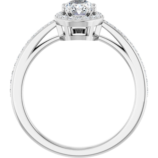 Oval Halo-Style Engagement Ring Semi-Mount - gallery - Series 122088
