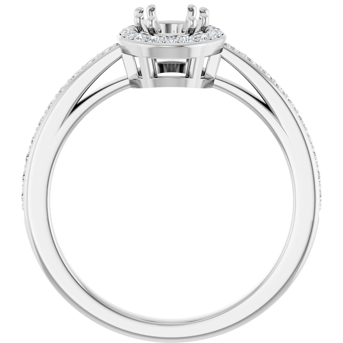 Oval Halo-Style Engagement Ring Semi-Mount - gallery - Series 122088