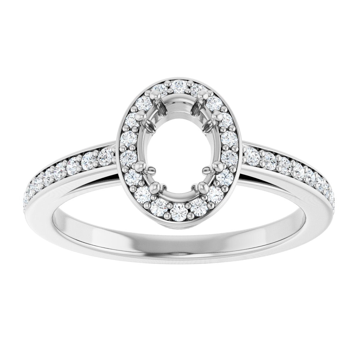 Oval Halo-Style Engagement Ring Semi-Mount - gallery - Series 122088