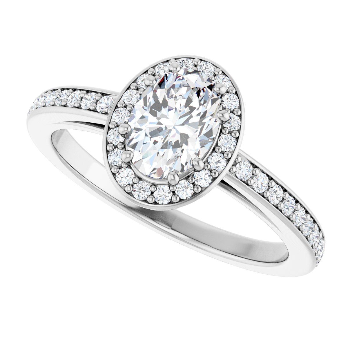 Oval Halo-Style Engagement Ring Semi-Mount - gallery - Series 122088