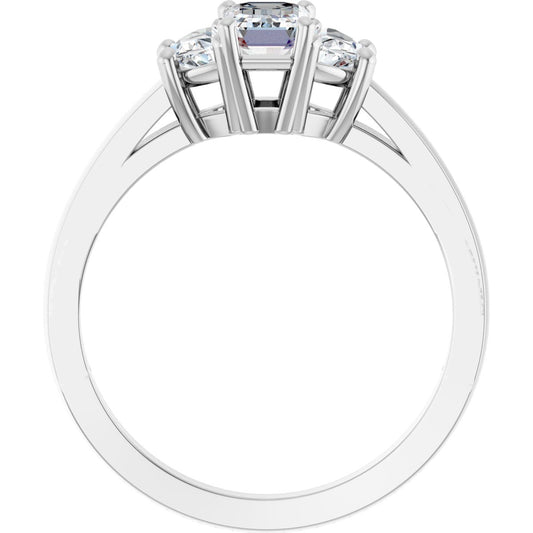 Emerald Three-Stone Engagement Ring Semi-Mount - gallery - Series 122104