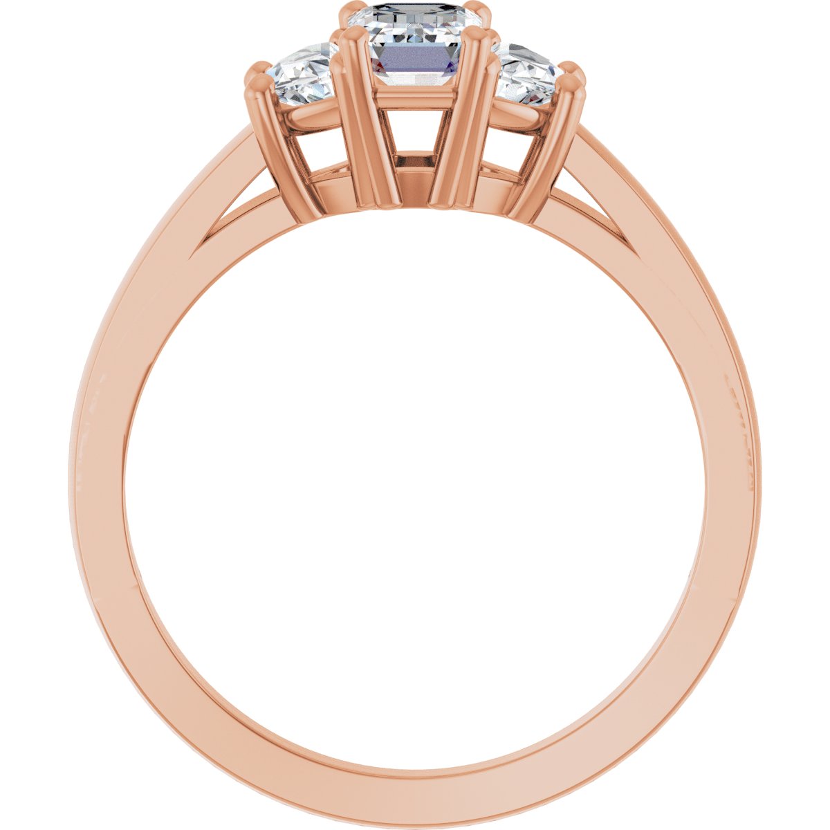 Emerald Three-Stone Engagement Ring Semi-Mount - gallery - Series 122104