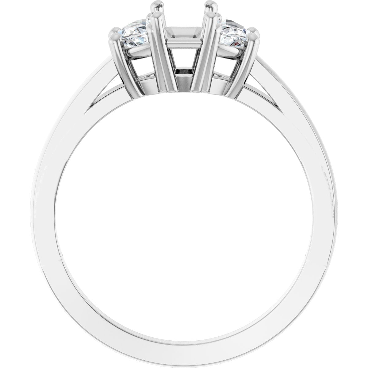 Emerald Three-Stone Engagement Ring Semi-Mount - gallery - Series 122104