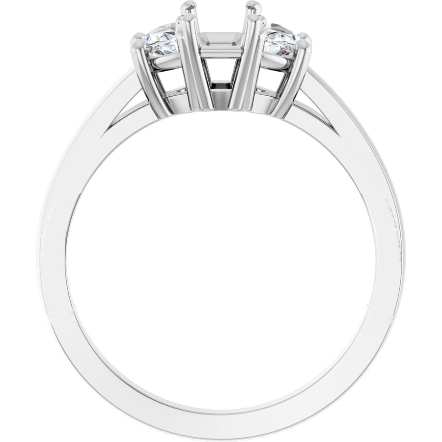 Emerald Three-Stone Engagement Ring Semi-Mount - gallery - Series 122104