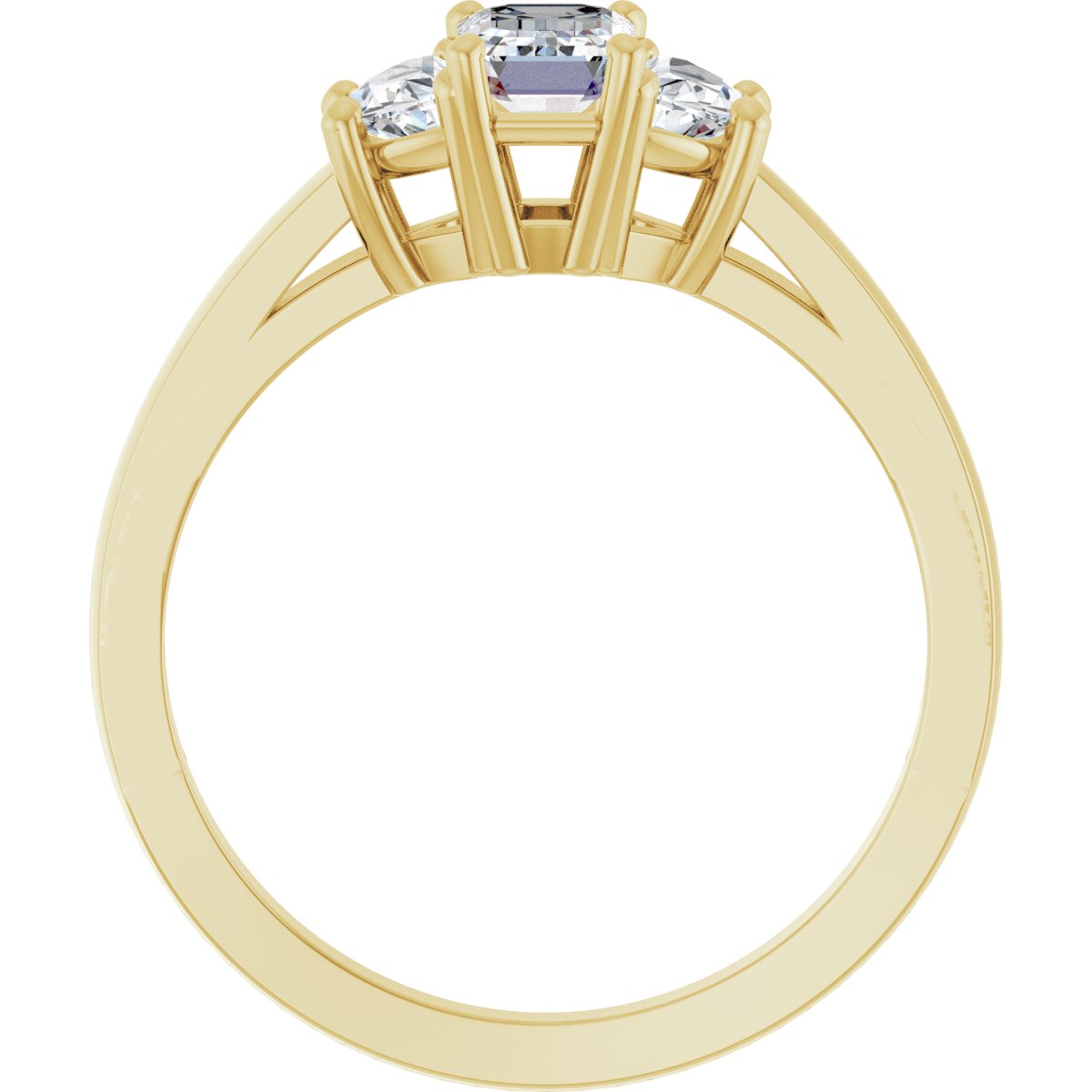 Emerald Three-Stone Engagement Ring Semi-Mount - gallery - Series 122104