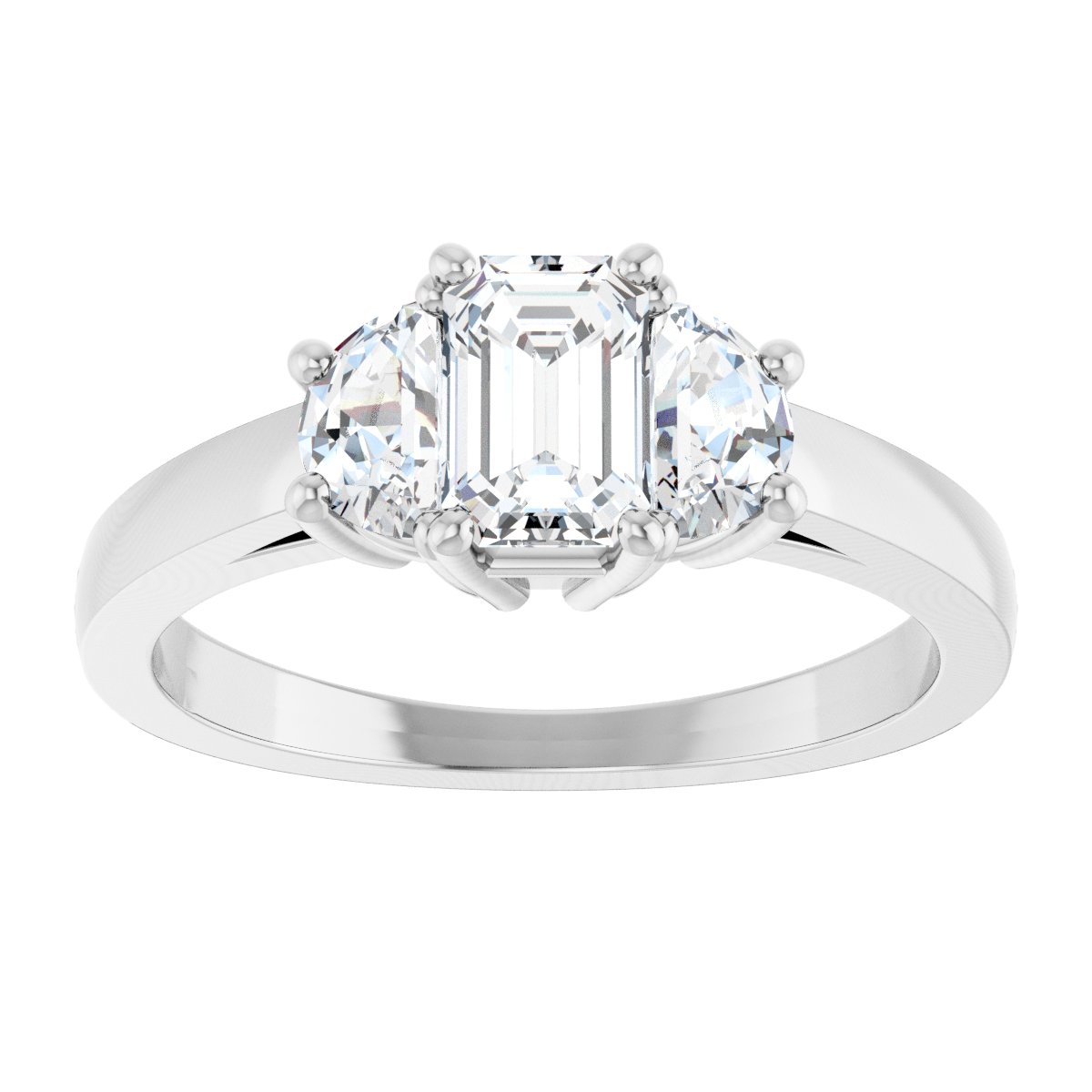 Emerald Three-Stone Engagement Ring Semi-Mount - gallery - Series 122104