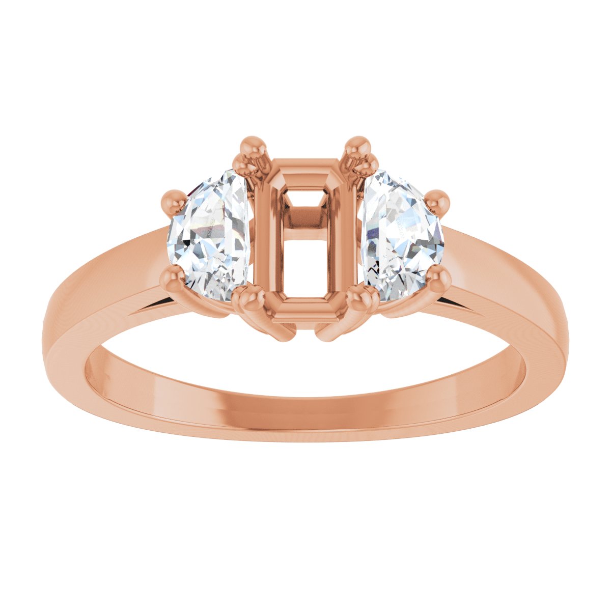 Emerald Three-Stone Engagement Ring Semi-Mount - gallery - Series 122104