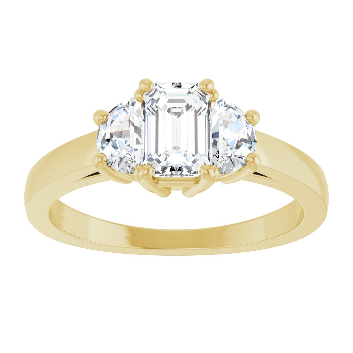 Emerald Three-Stone Engagement Ring Semi-Mount - gallery - Series 122104