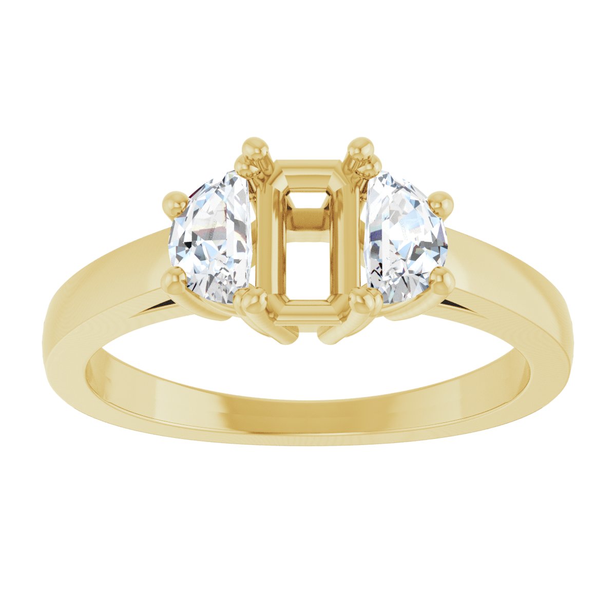 Emerald Three-Stone Engagement Ring Semi-Mount - gallery - Series 122104