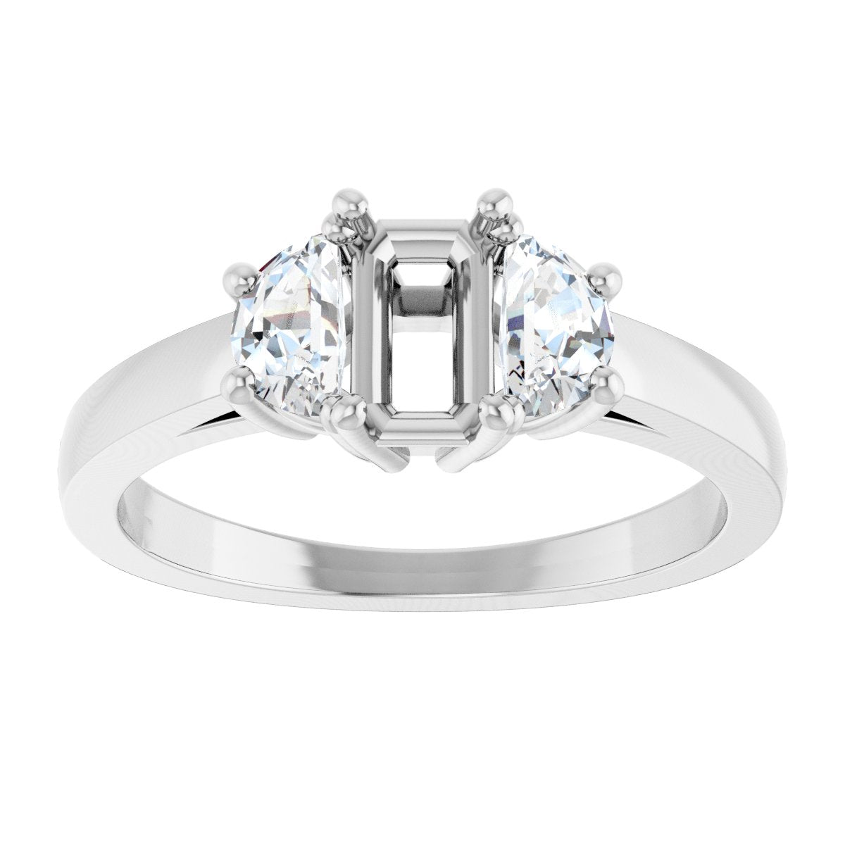 Emerald Three-Stone Engagement Ring Semi-Mount - gallery - Series 122104
