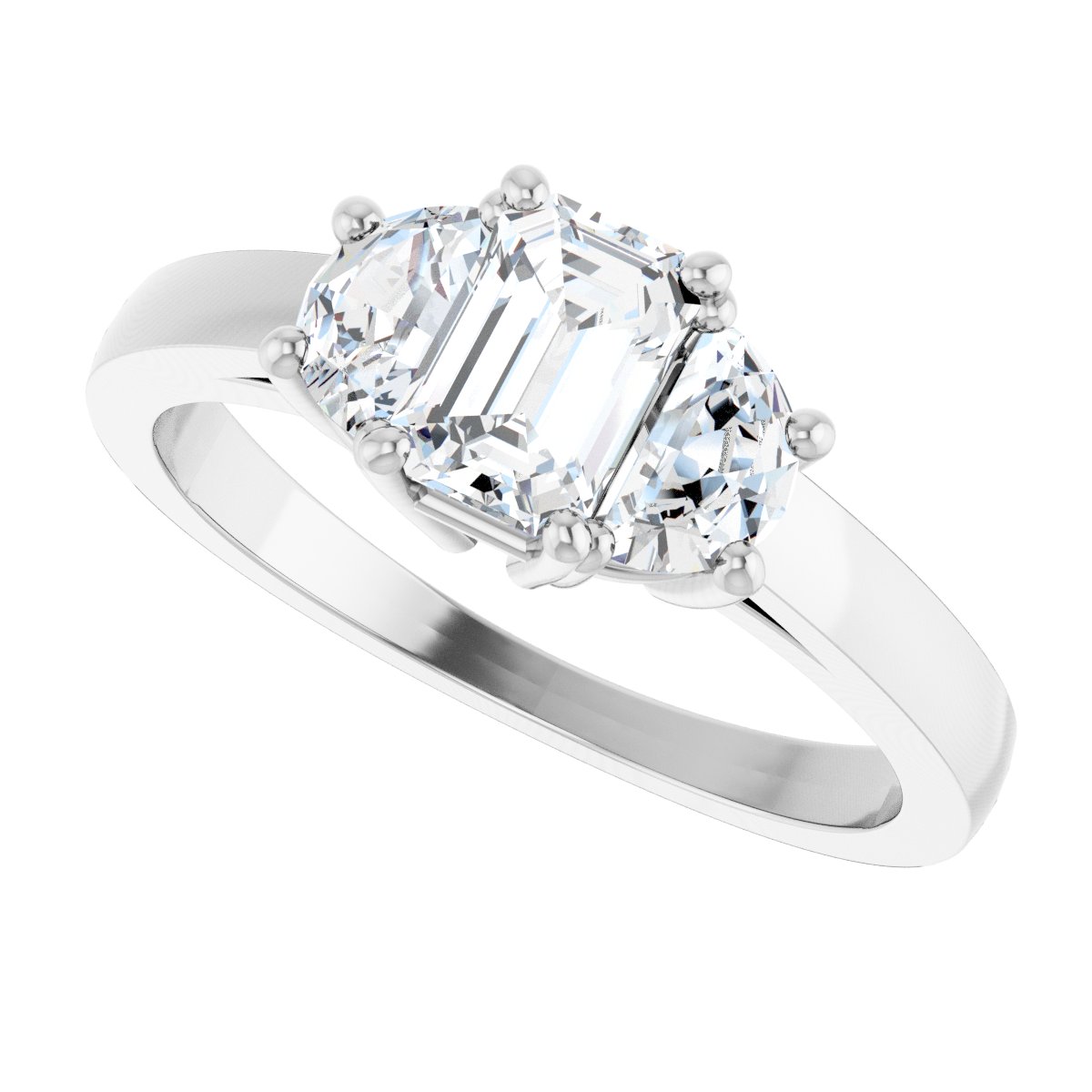 Emerald Three-Stone Engagement Ring Semi-Mount - gallery - Series 122104