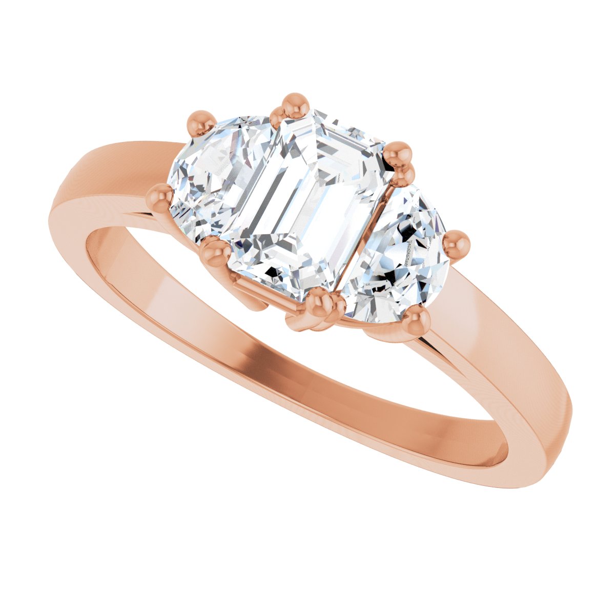Emerald Three-Stone Engagement Ring Semi-Mount - gallery - Series 122104
