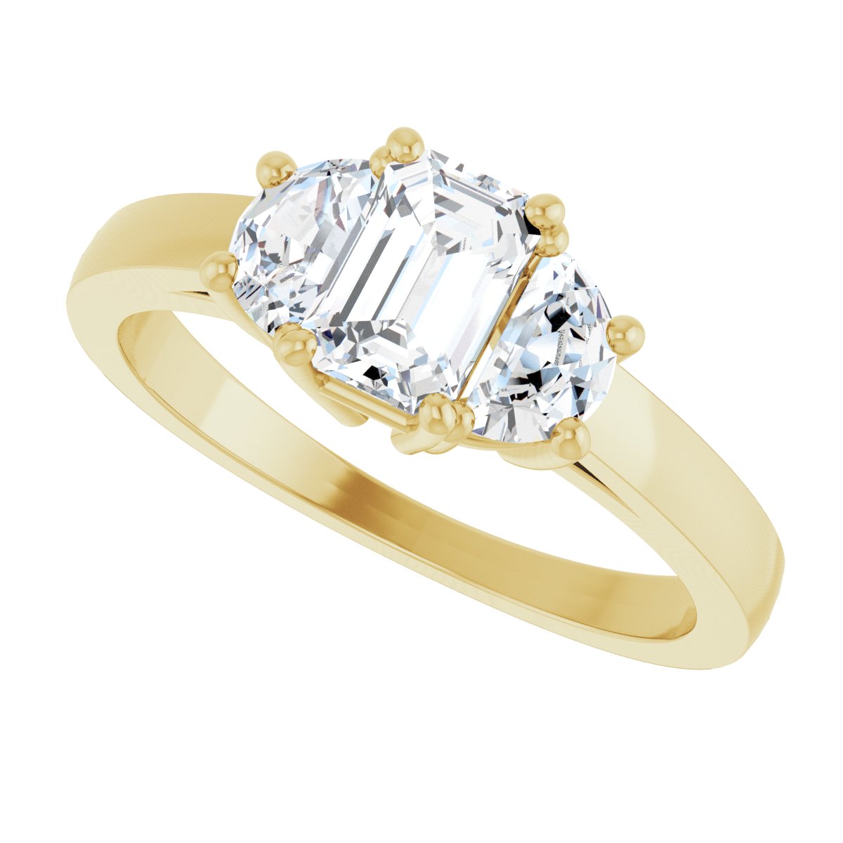 Emerald Three-Stone Engagement Ring Semi-Mount - gallery - Series 122104