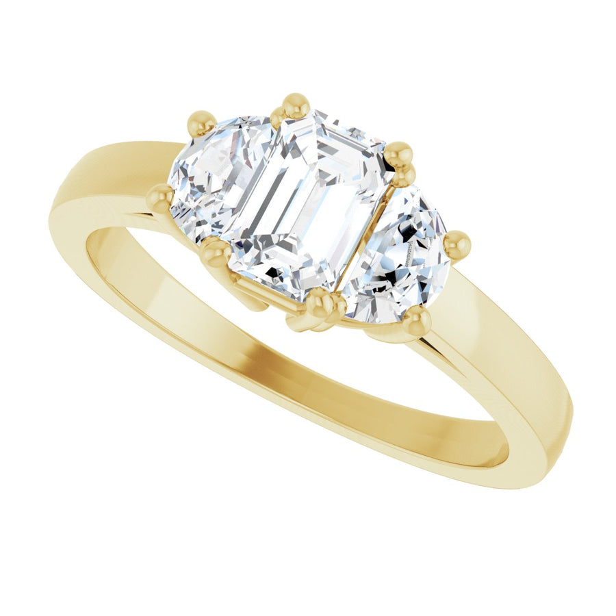 Emerald Three-Stone Engagement Ring Semi-Mount - gallery - Series 122104