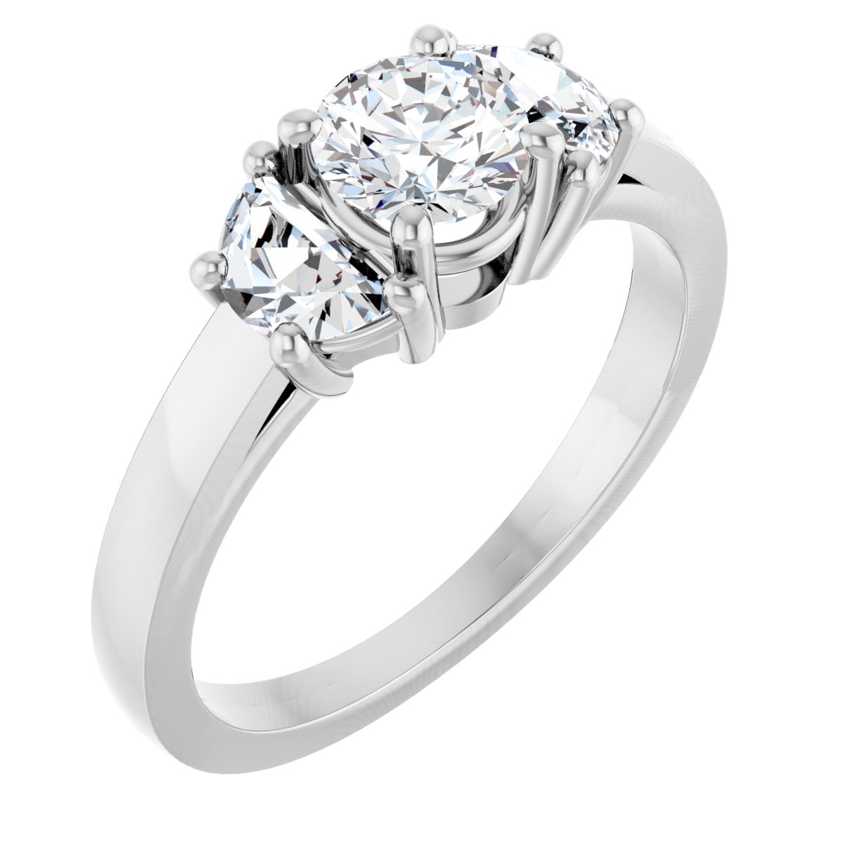 Natural Diamond Round Three-Stone Engagement Ring Semi-Mount - Platinum - Series 122104