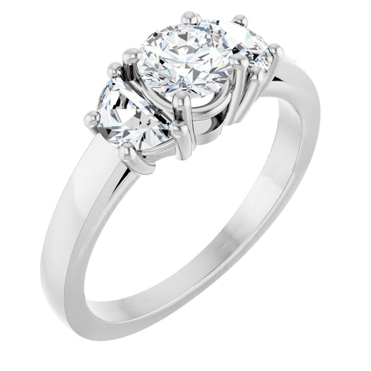Natural Diamond Round Three-Stone Engagement Ring Semi-Mount - Platinum - Series 122104