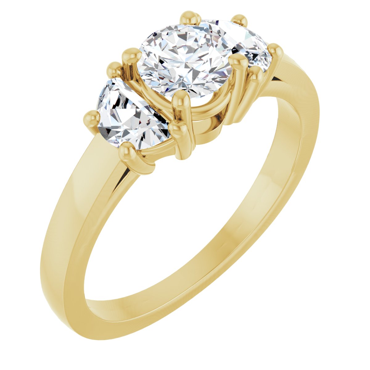 Natural Diamond Round Three-Stone Engagement Ring Semi-Mount - 14K Yellow Gold - Series 122104