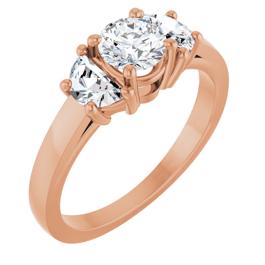 Natural Diamond Round Three-Stone Engagement Ring Semi-Mount - 14K Rose Gold - Series 122104