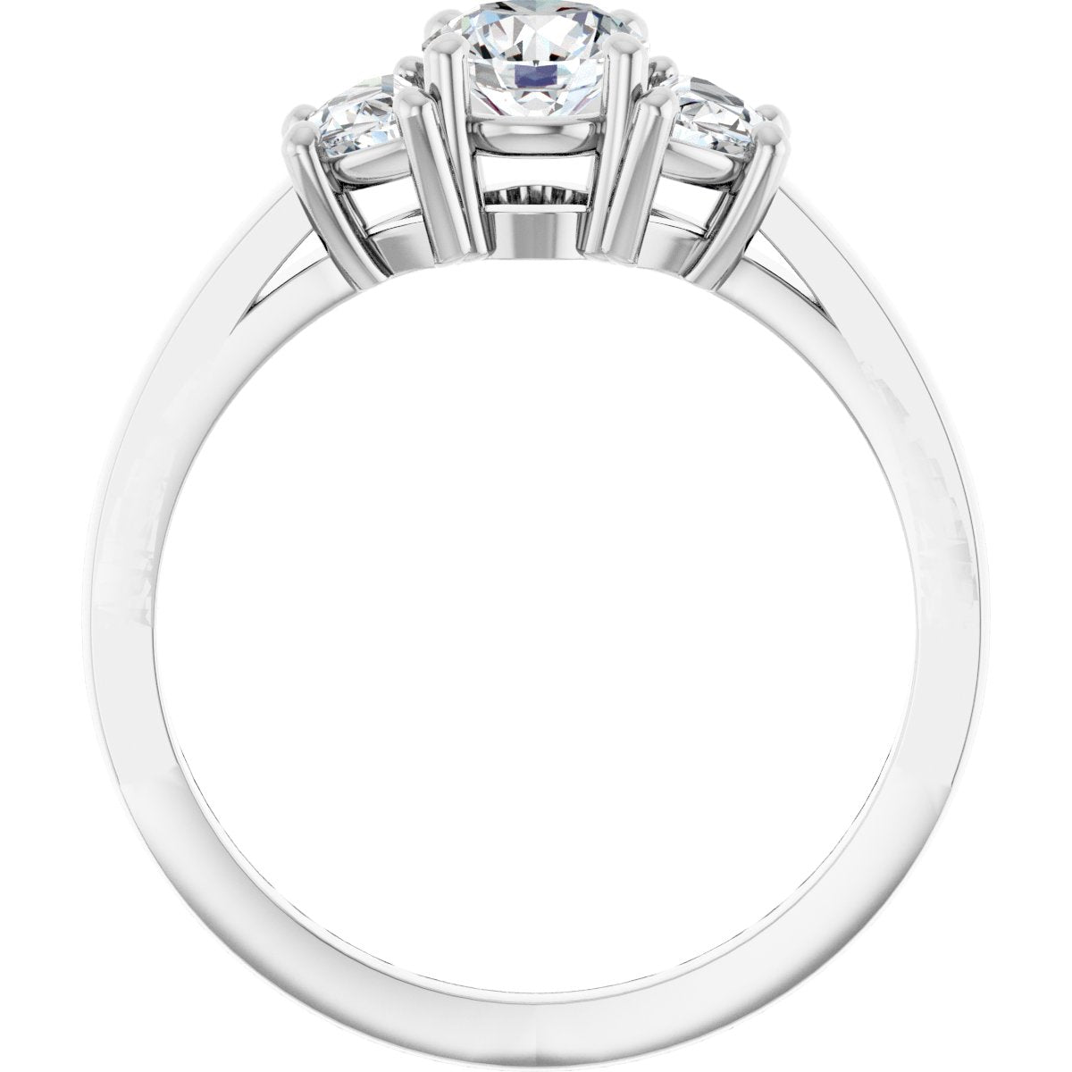 Round Three-Stone Engagement Ring Semi-Mount - gallery - Series 122104